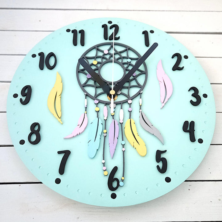 Dream Catcher Themed Wall Clock for Kids