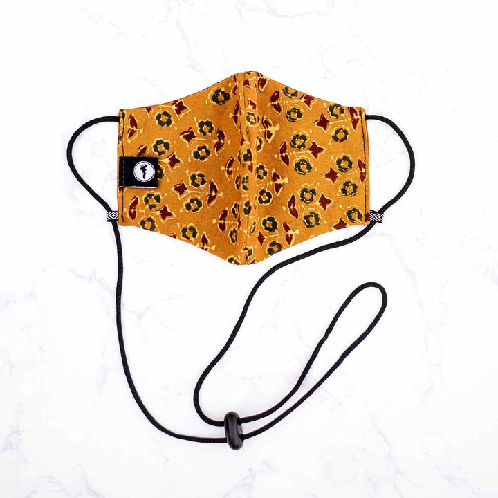 Plain Fabric Mask With Adjustable Ear Loops In Yellow - Zwende
