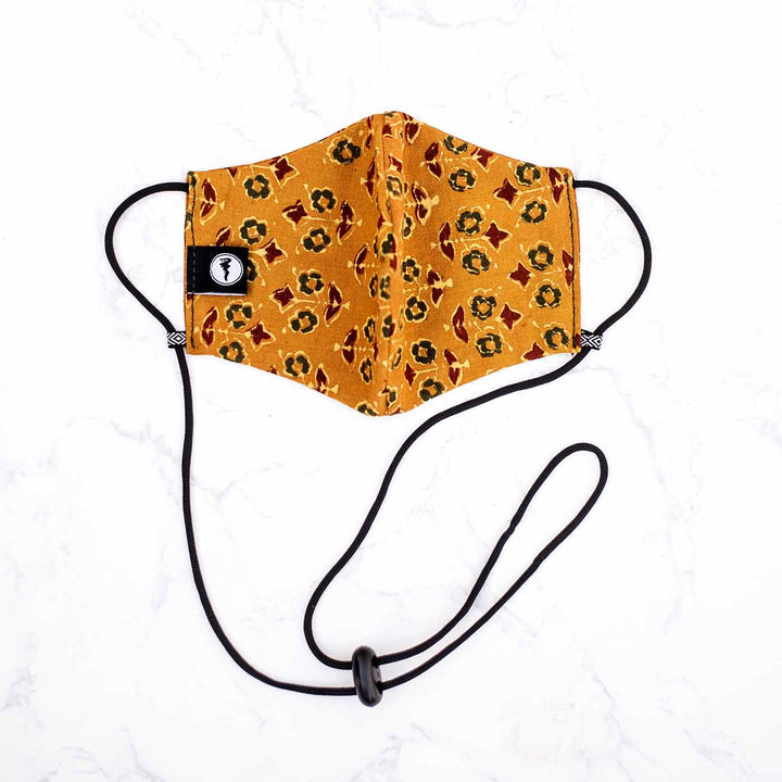 Plain Fabric Mask With Adjustable Ear Loops In Yellow