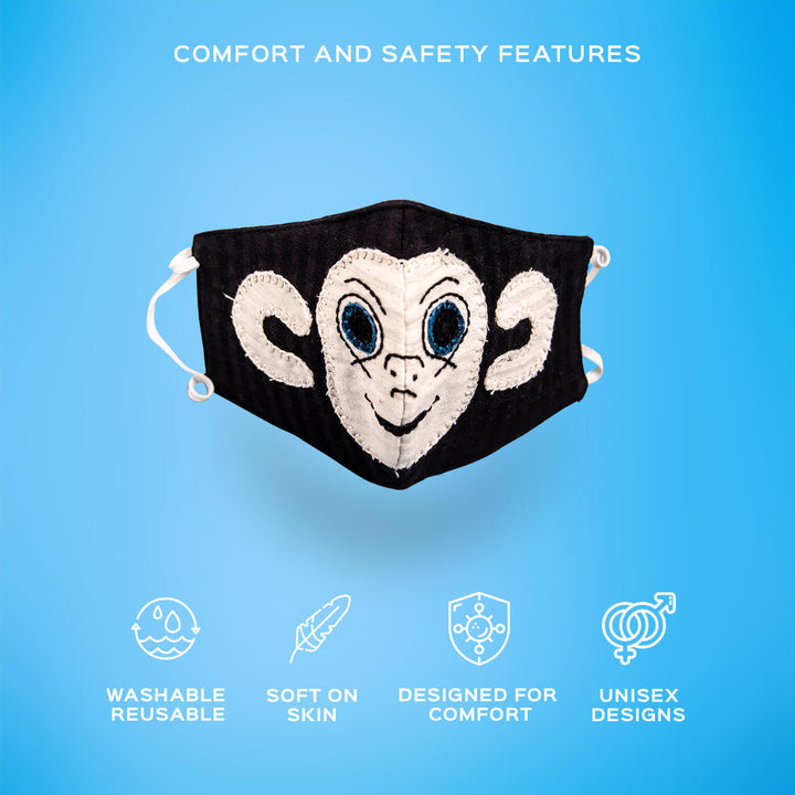 Applique Mask For Kids - Monkey - Zwende