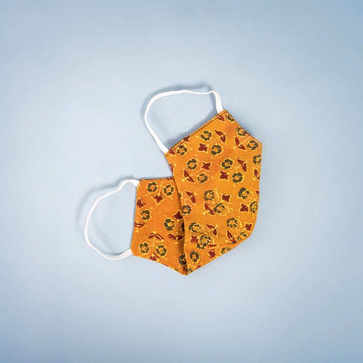 Plain Fabric Mask - Family Set of 4 - Yellow Floral