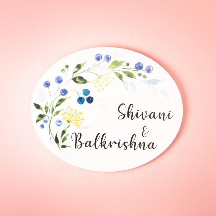 Oval Hand-painted Floral Nameboard