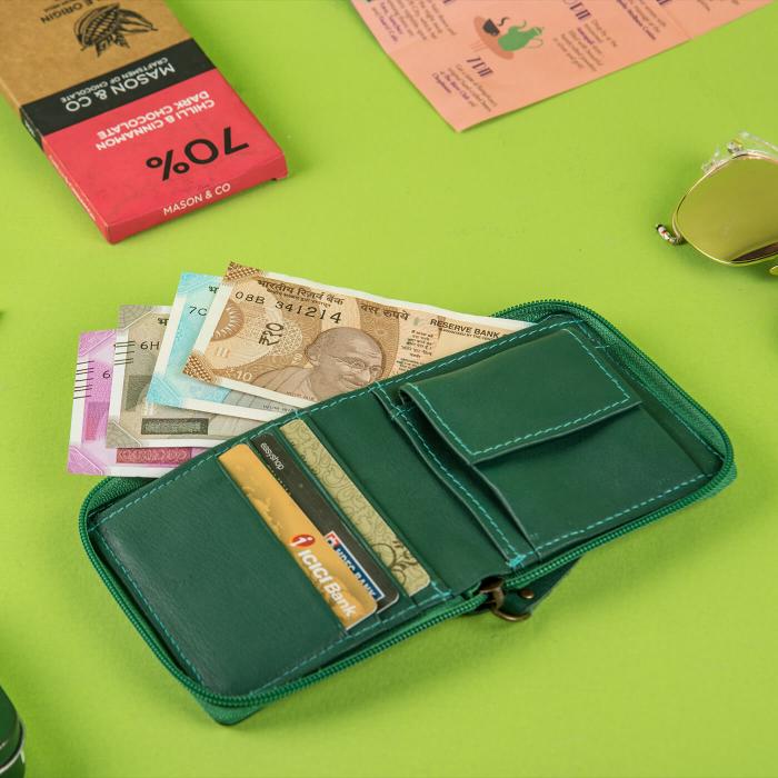 Square Zip Wallet in Green