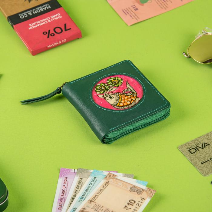 Square Zip Wallet in Green