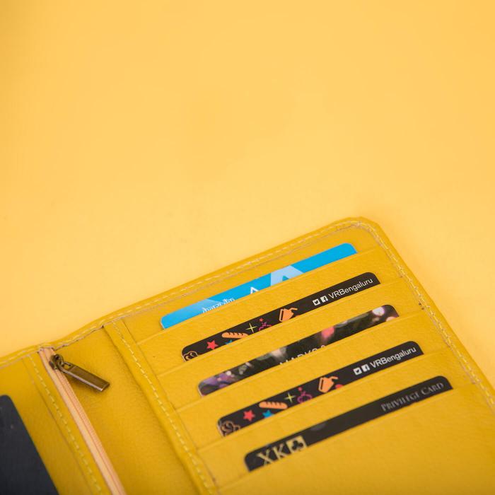 Genuine Leather Passport Wallet in Mustard Yellow