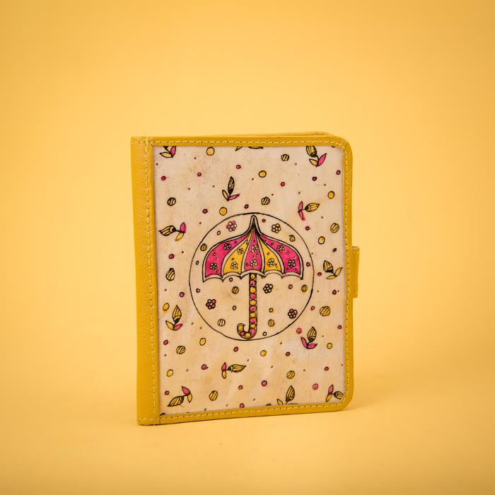 Genuine Leather Passport Wallet in Mustard Yellow