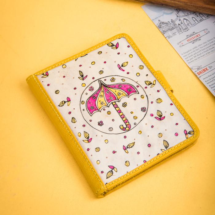 Genuine Leather Passport Wallet in Mustard Yellow