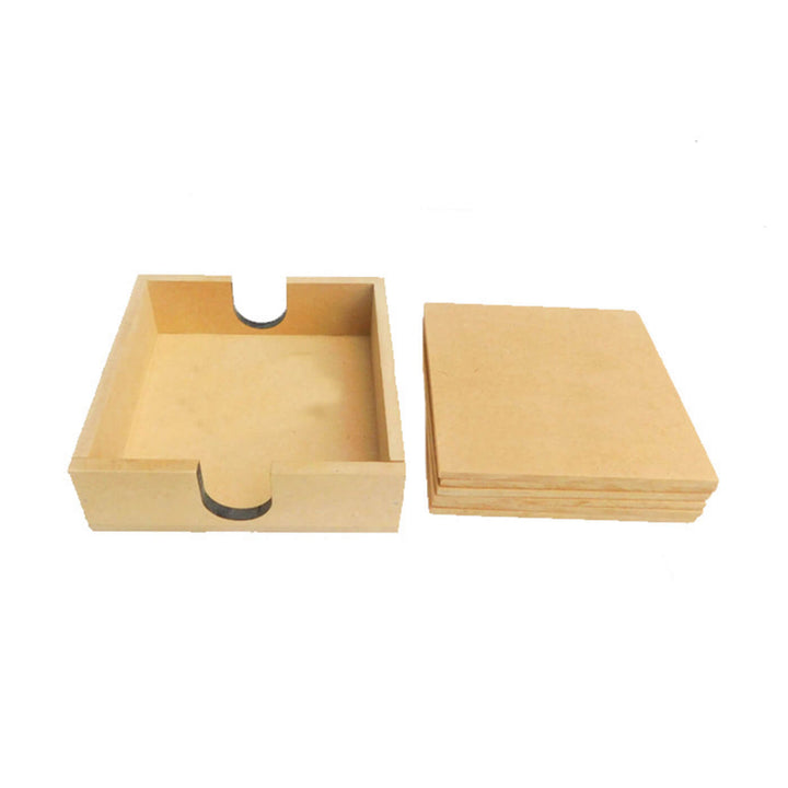 Ready-To-Paint MDF Coaster Bases with Holder - KP0151