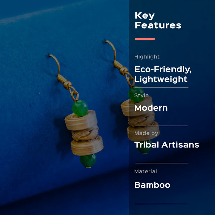 Stacked Bamboo Earrings - Green