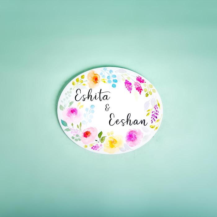 Oval Hand-painted Floral Nameboard