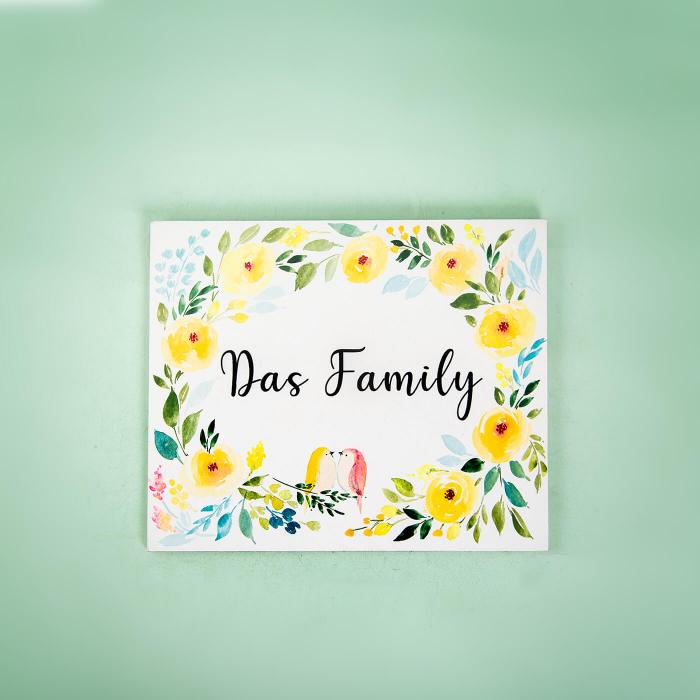 Rectangle Hand-painted Floral Nameboard