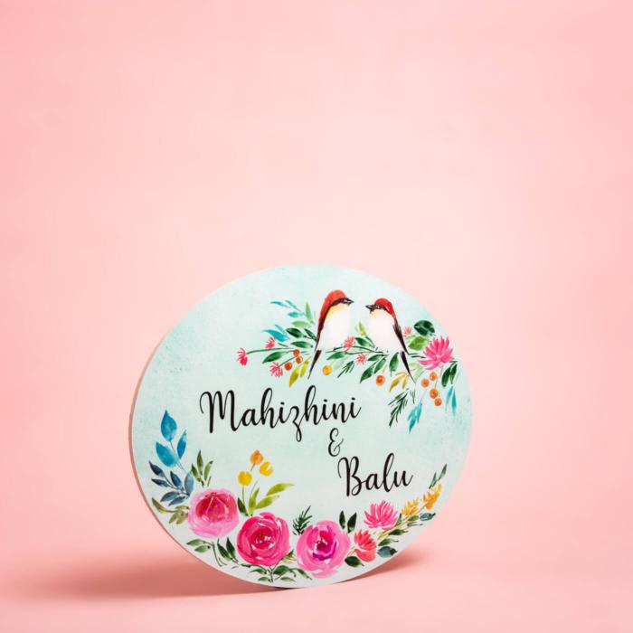 Oval Hand-painted Floral Nameboard