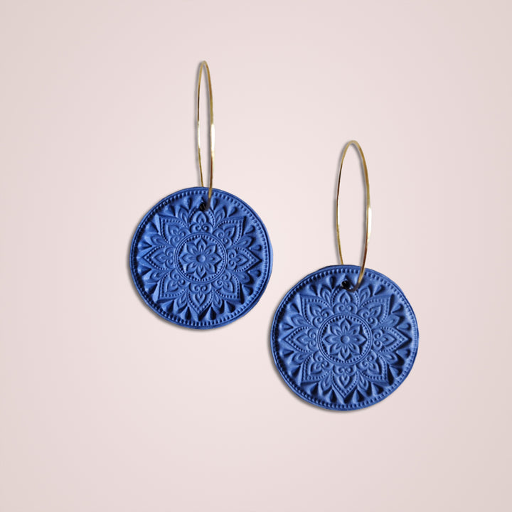 Handmade Clay Sunkissed Floral Earrings - Blue