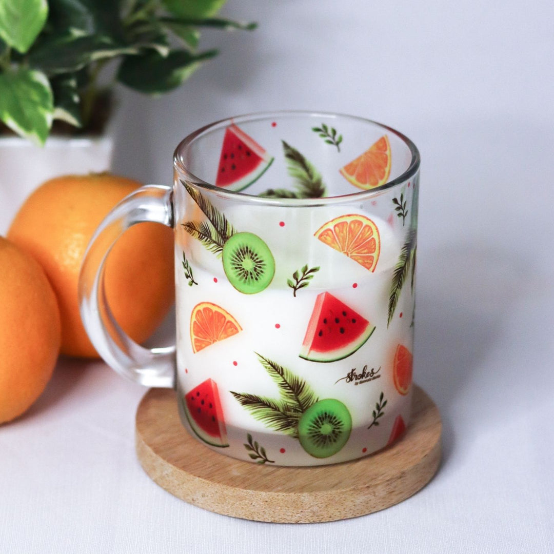 Delicate Printed Glass Mug I 350 ML