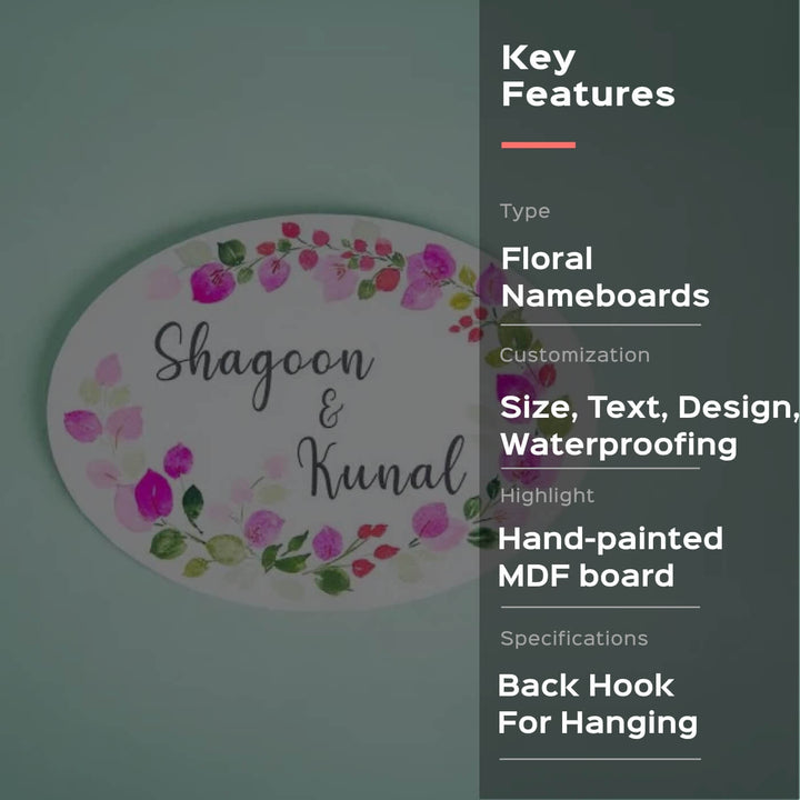 Oval Hand-painted Floral Nameboard