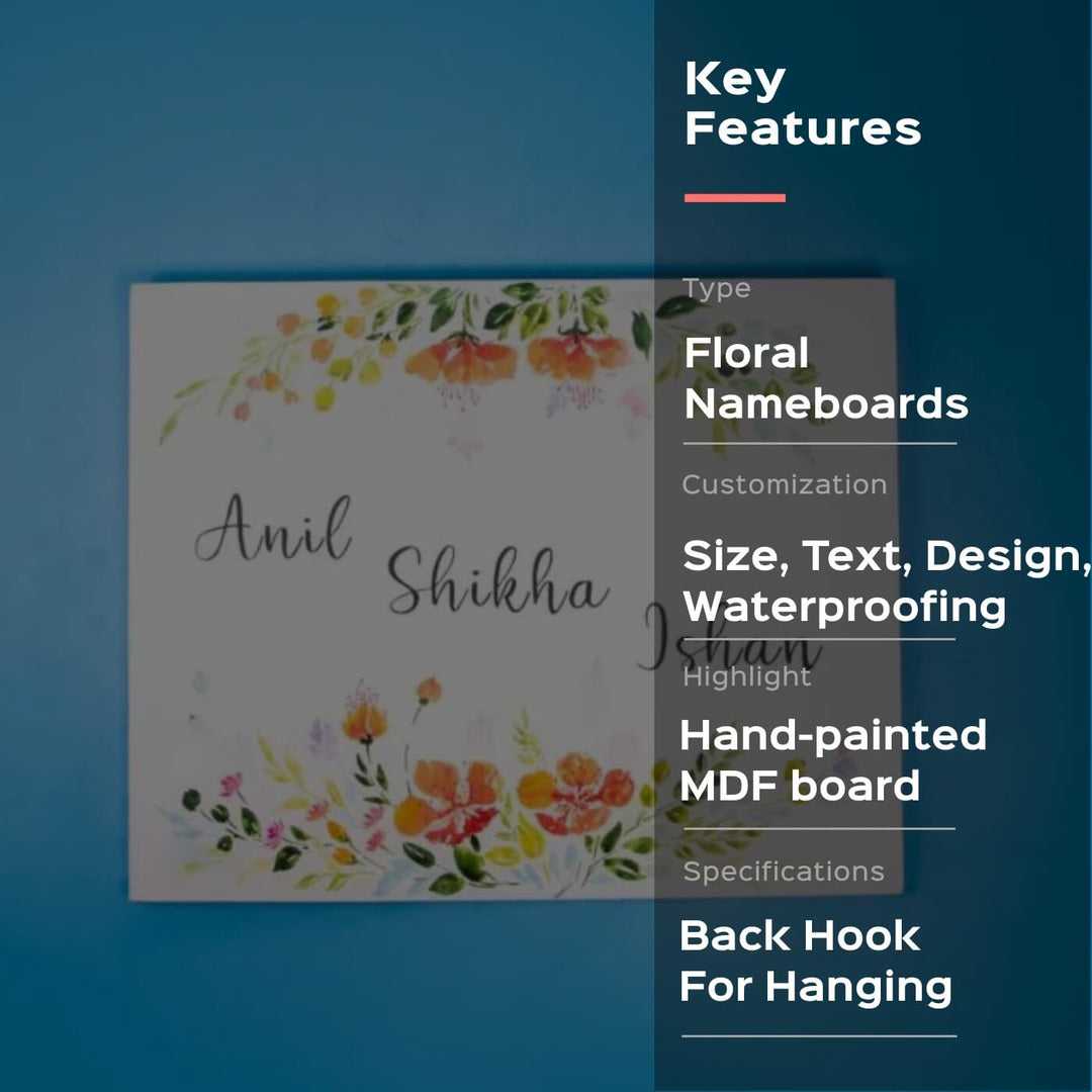 Rectangle Hand-painted Floral Nameboard