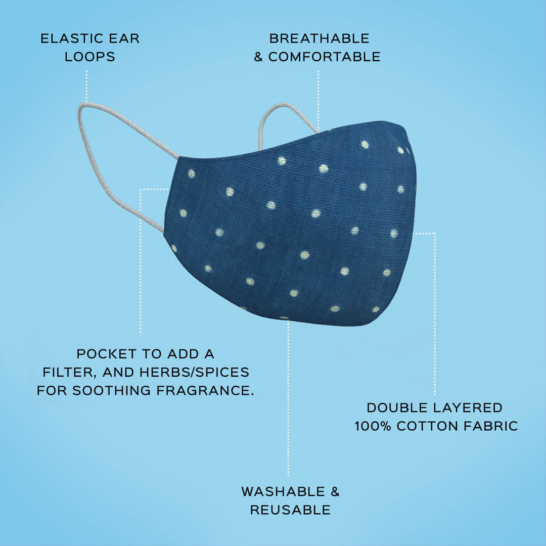 Blue Dots Fabric Mask