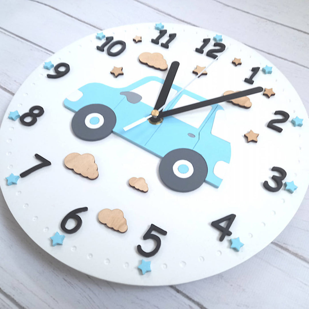 Car Themed Wall Clock for Kids