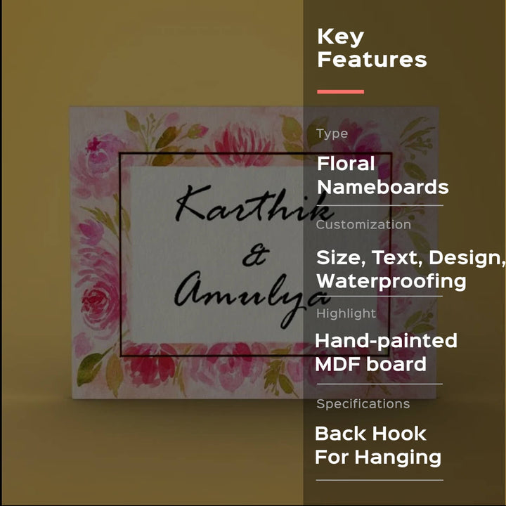 Rectangle Hand-painted Floral Nameboard