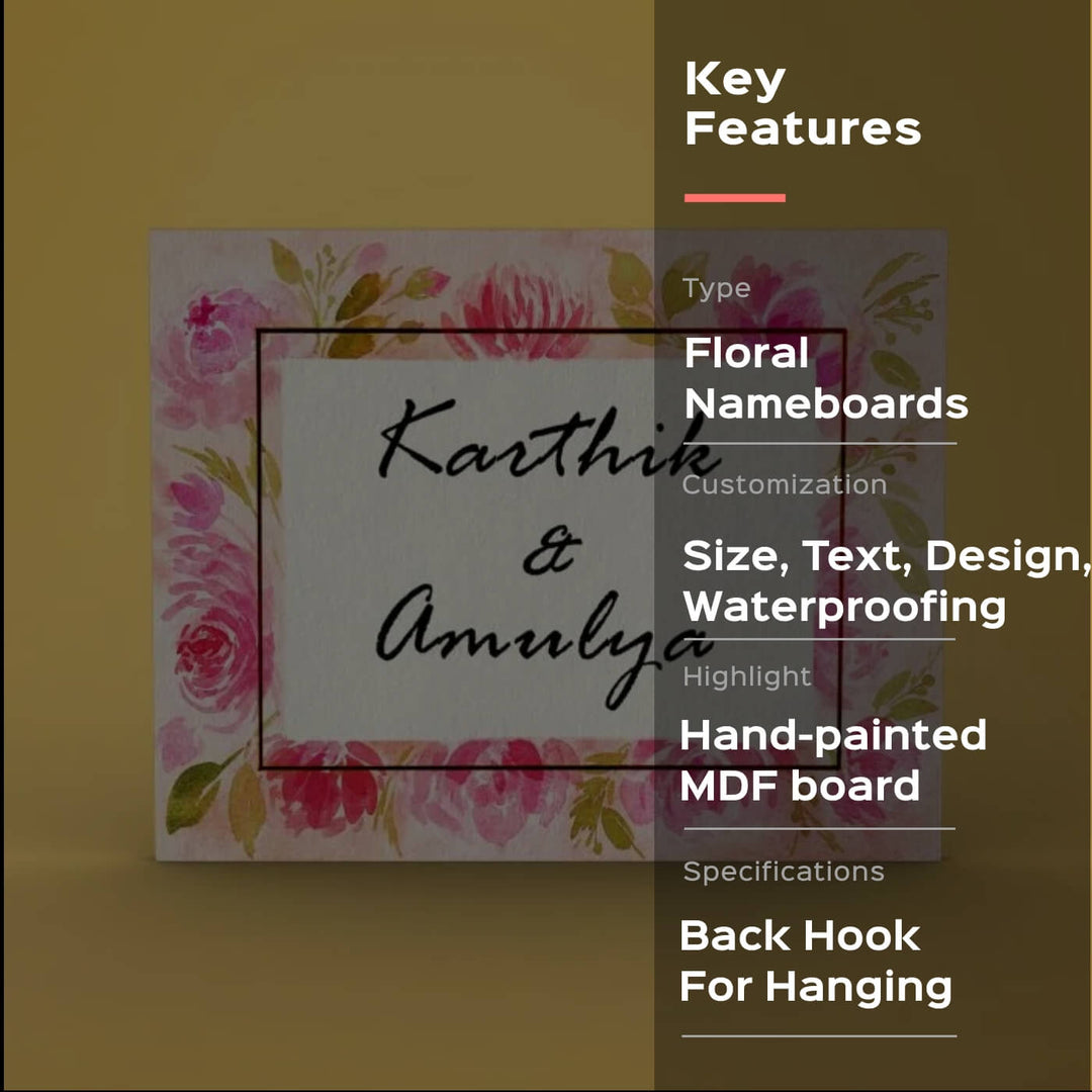 Rectangle Hand-painted Floral Nameboard