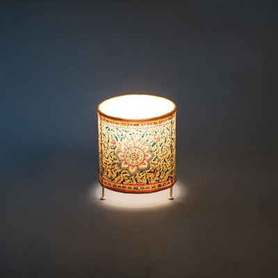 Hand Painted Parchment Leather Tholu Bommalata Table Lamp | 14 inches