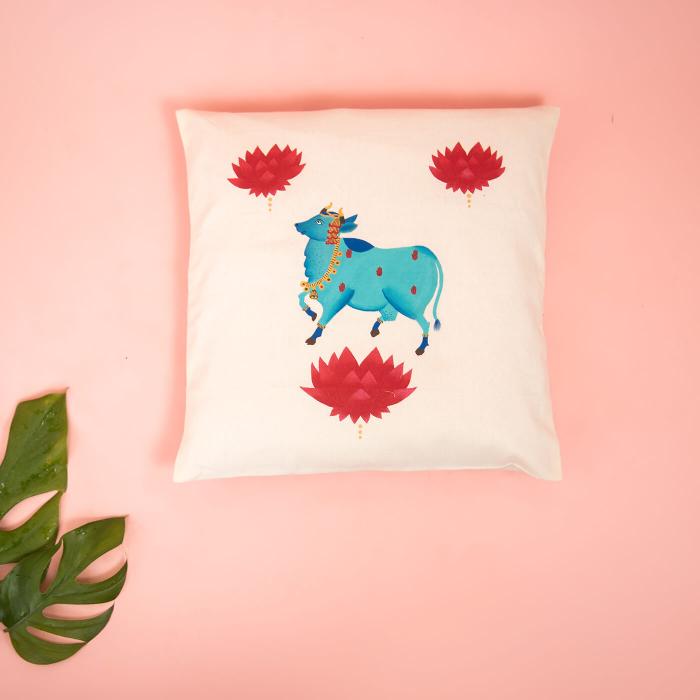 Hand-painted Cushion Cover - Pichwai - 36 x 36 cm - Zwende