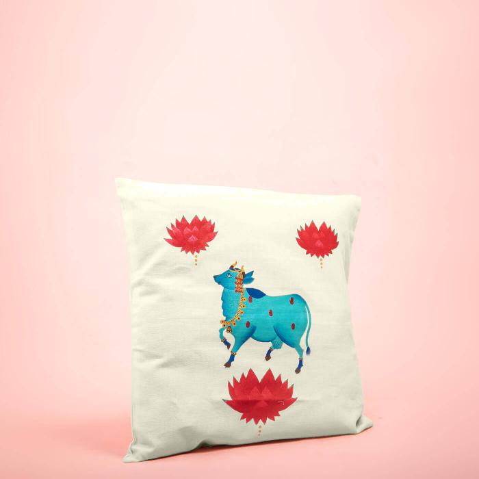 Hand-painted Cushion Cover - Pichwai - 36 x 36 cm - Zwende