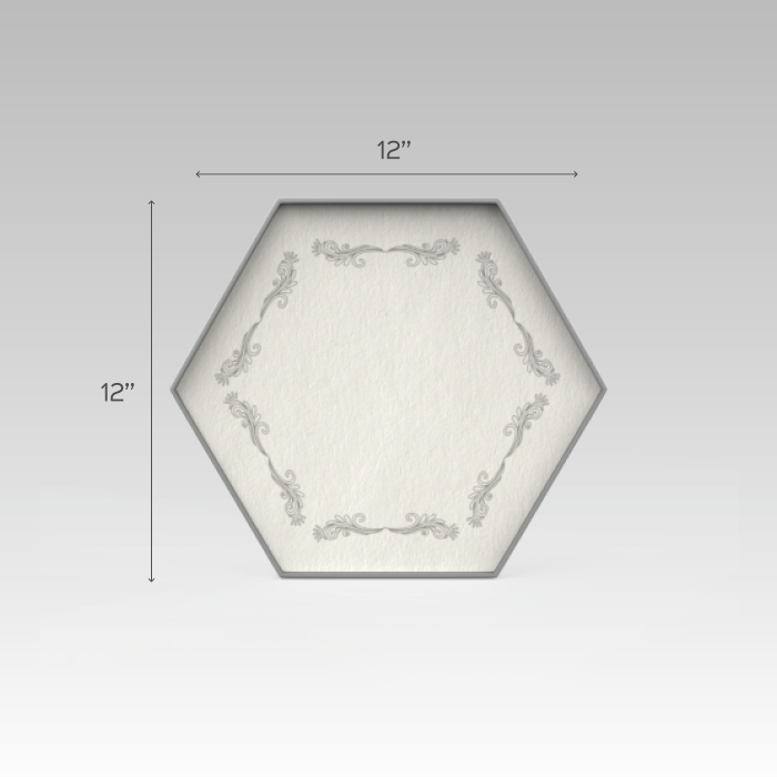 Foliage & Wooden Base Hand-painted Hexagonal Tray