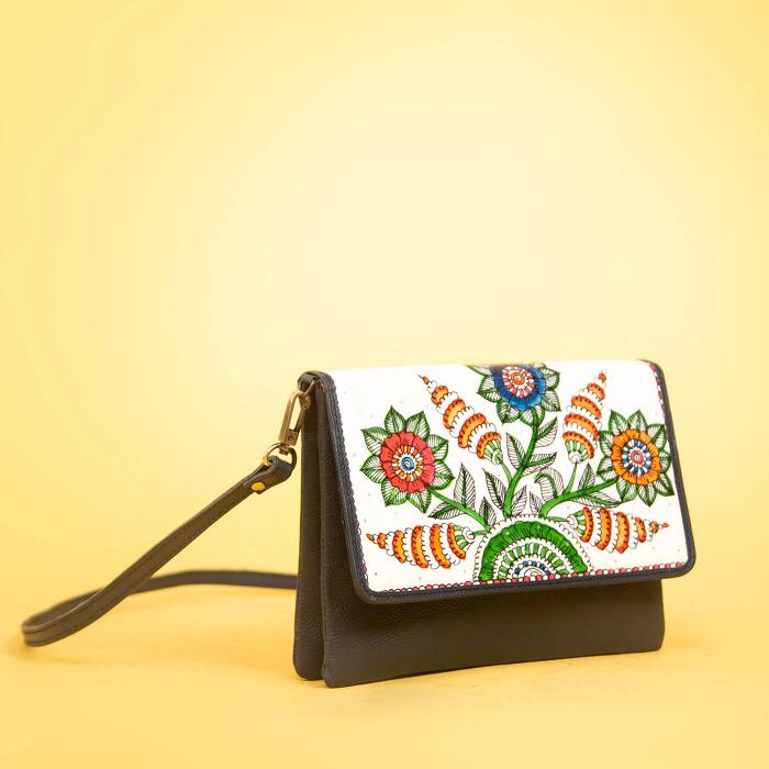 Sling Clutch with Passion Flower Art