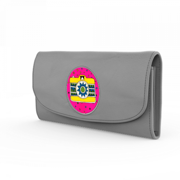 Geometric Camera Wallet in Light Grey