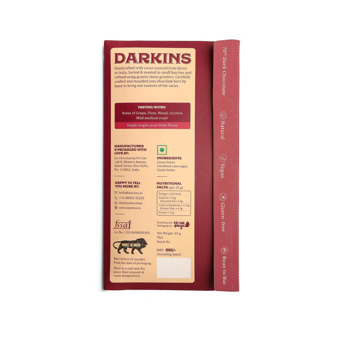Vegan & Gluten Free | 70% Dark Chocolate From Andhra Pradesh