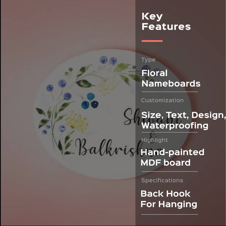 Oval Hand-painted Floral Nameboard