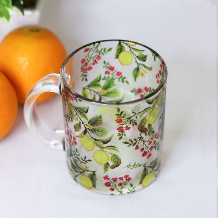 Delicate Printed Glass Mug I 350 ML