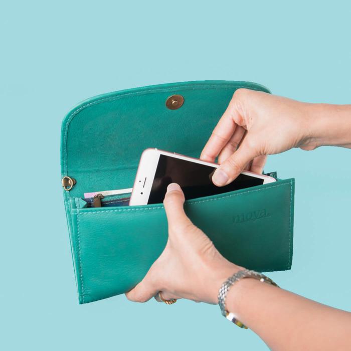 Long Clutch Wallet in Emerald Green