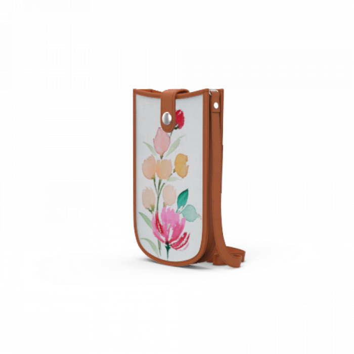 Tan Mobile Sling with Floral Art