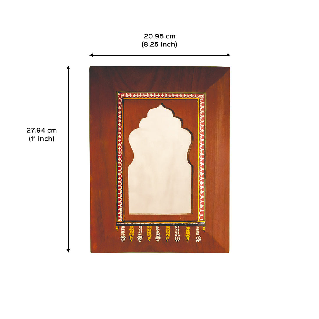 Handpainted Miniature Mirror with Vintage Wooden Frame - Ancient Window