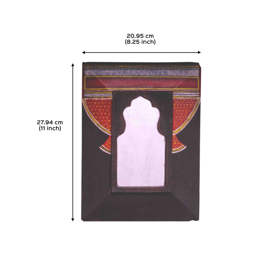 Handpainted Miniature Mirror with Vintage Wooden Frame - Palace Arch