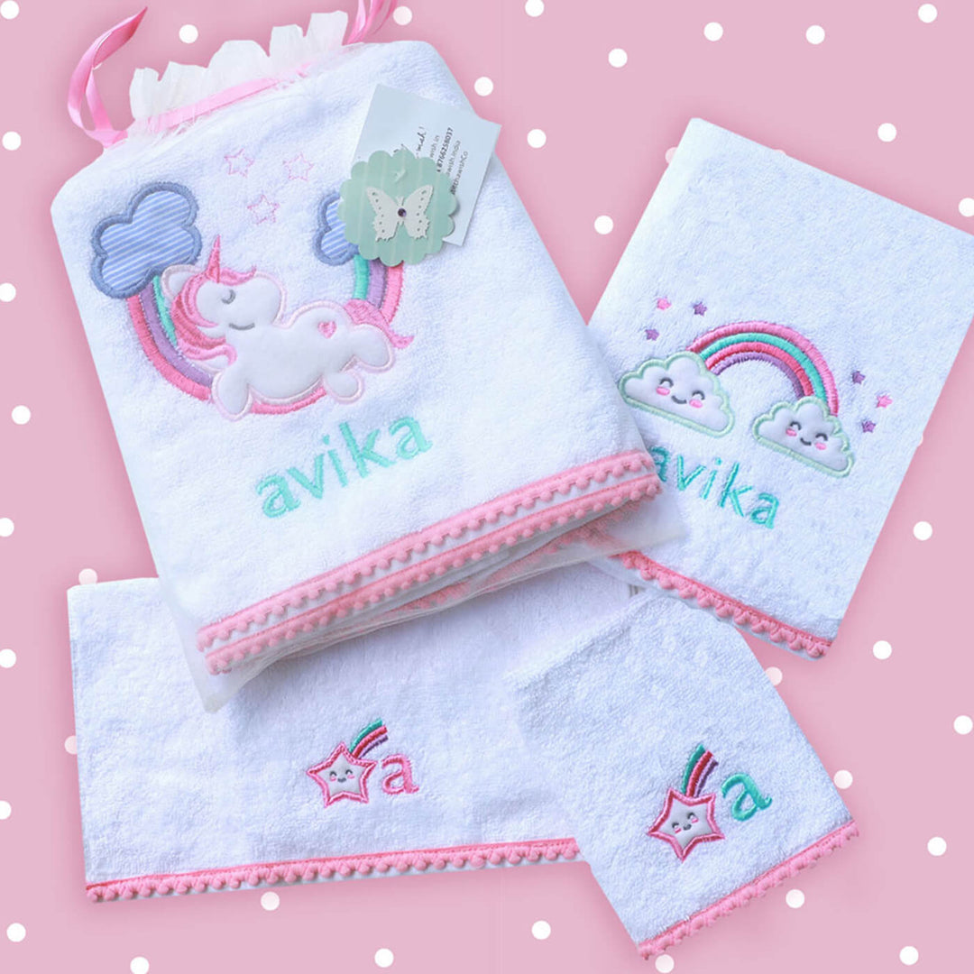 Small Bath Towels Set - Unicorn Love