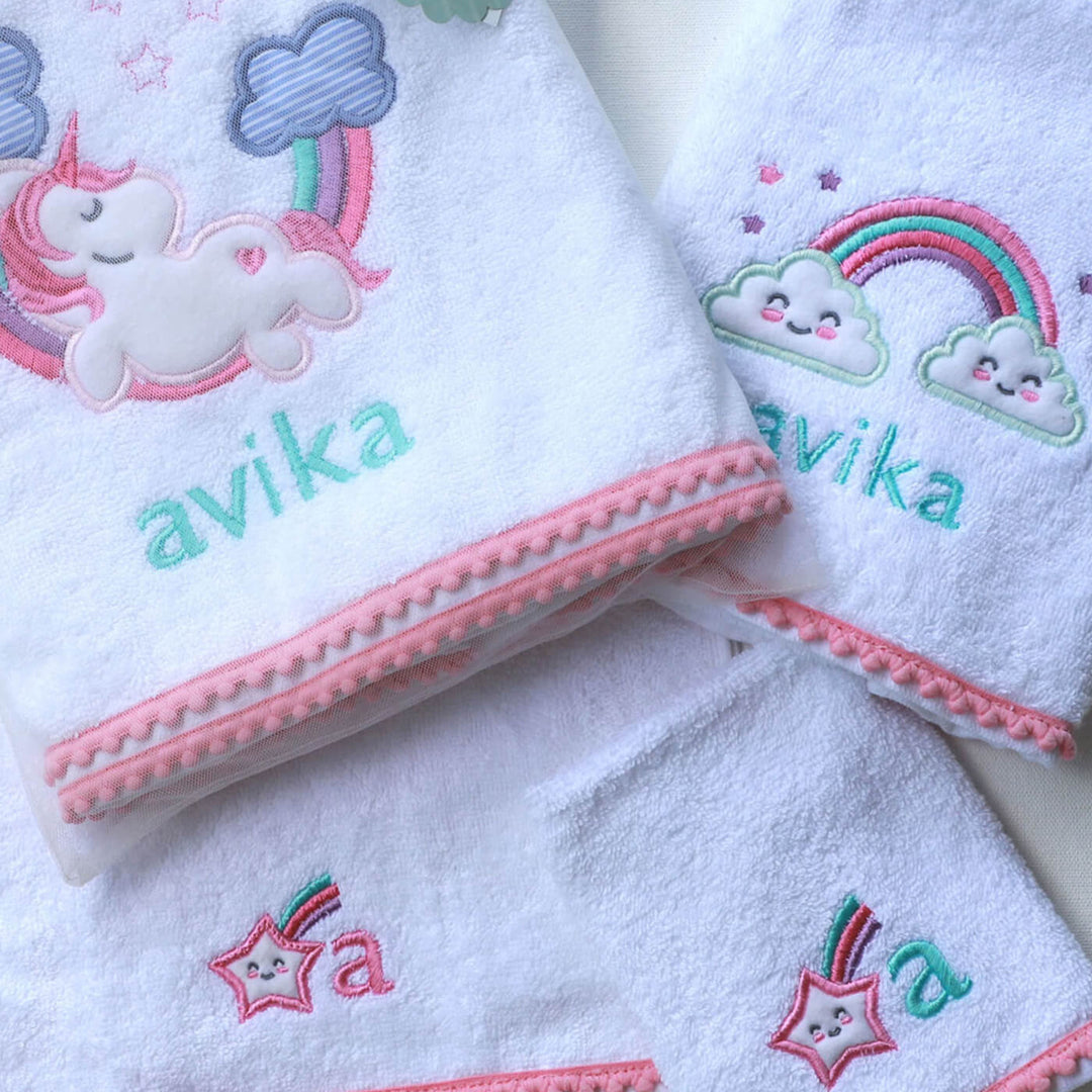 Small Bath Towels Set - Unicorn Love