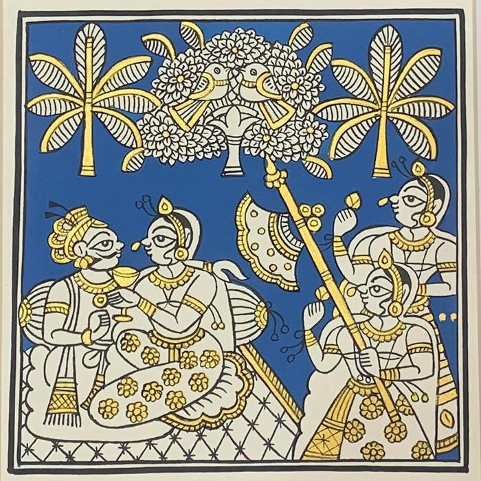 Leisure in garden - Paper Phad Painting 019