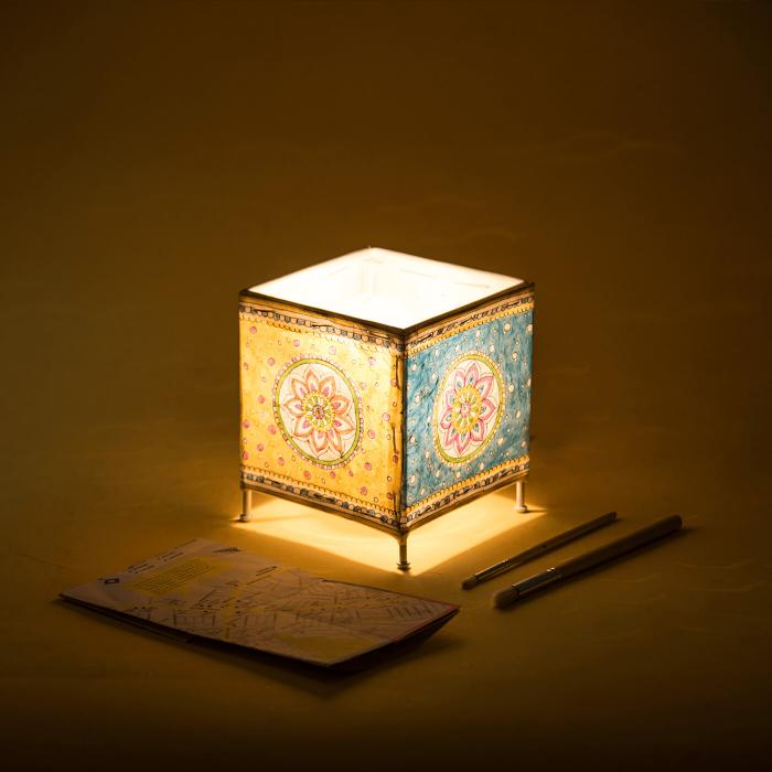 Ocean Flower Hand Painted Tholu Bommalata Mini Lamp | 14 inches