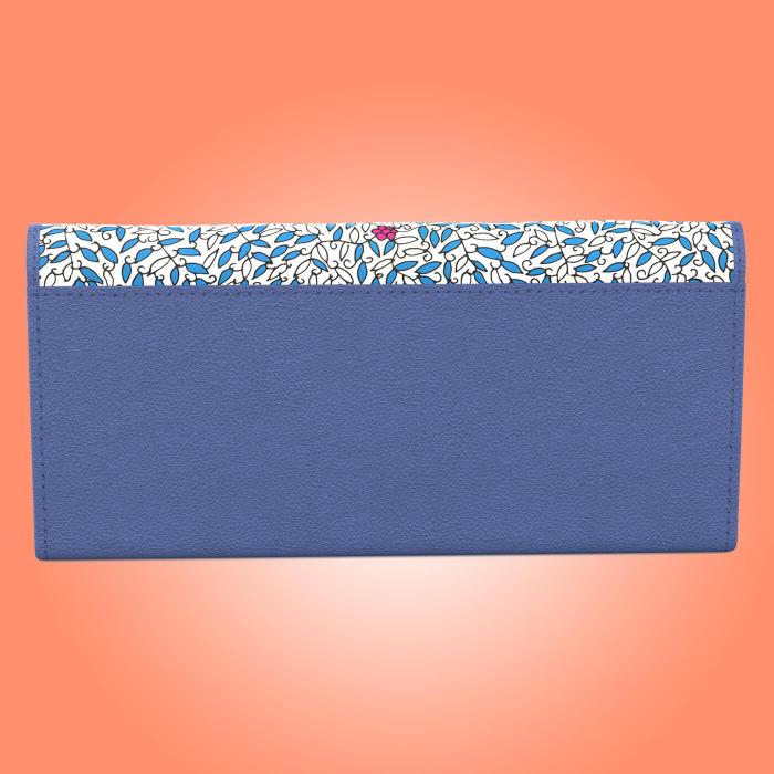 Ocean Flower Flap Wallet in Dull Blue