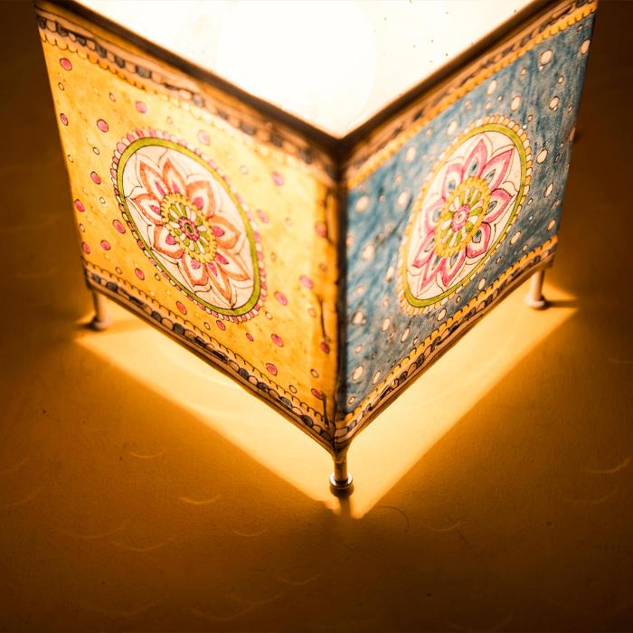 Ocean Flower Hand Painted Tholu Bommalata Mini Lamp | 14 inches