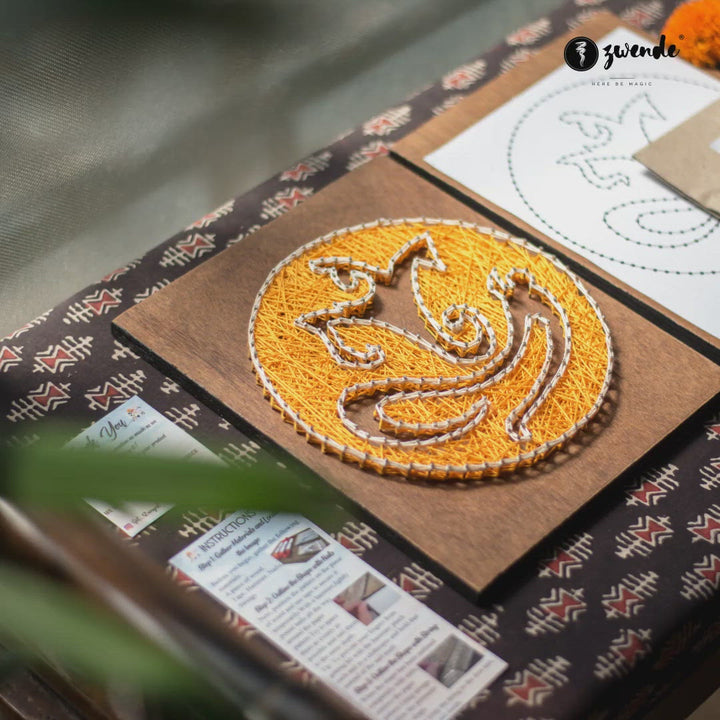 Ganesha String Art DIY Kit - Yellow Threads - Zwende