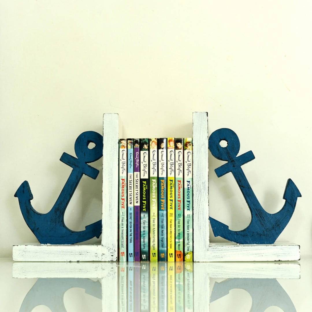 Handcrafted Wooden Anchor Bookends
