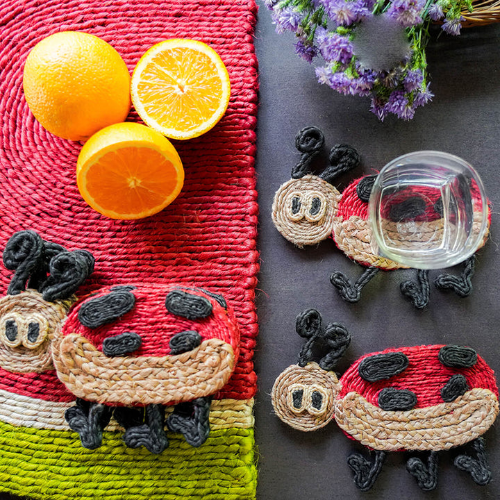 Jute Ladybug Coaster | Set of 6