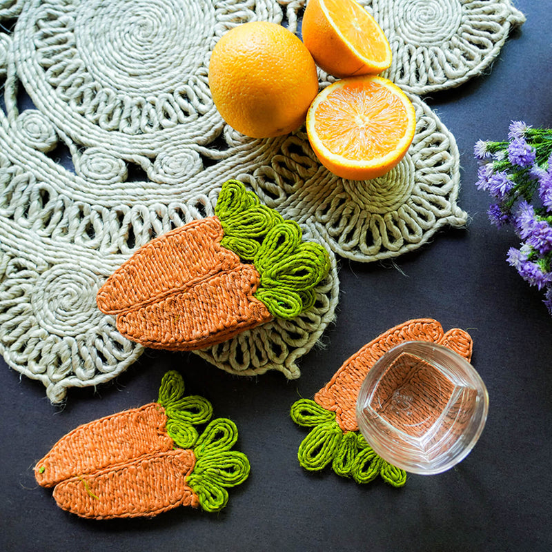 Jute Carrot Coaster | Set of 6