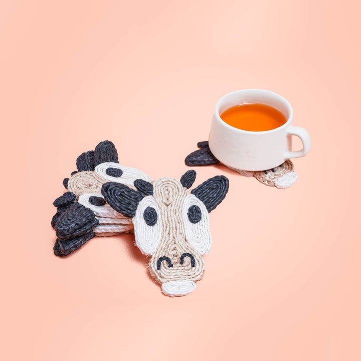 Jute Cow Coaster | Set of 6 - Zwende