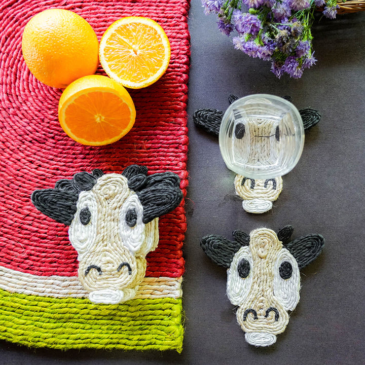 Jute Cow Coaster | Set of 6 - Zwende