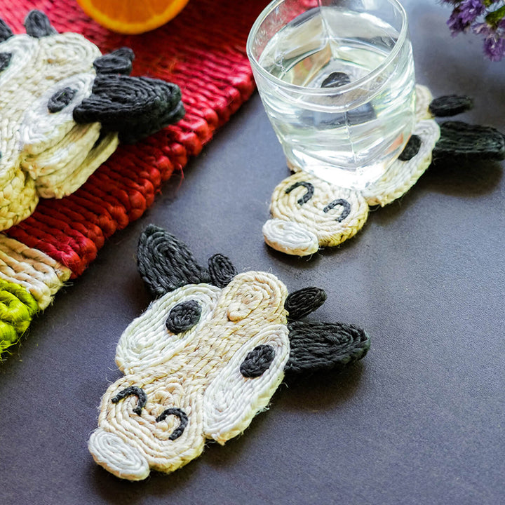 Jute Cow Coaster | Set of 6 - Zwende